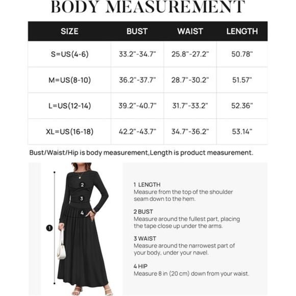 Women's Fall Long Sleeve Crewneck Maxi Dress - Casual Knit Slim Swing - Picture 7 of 7